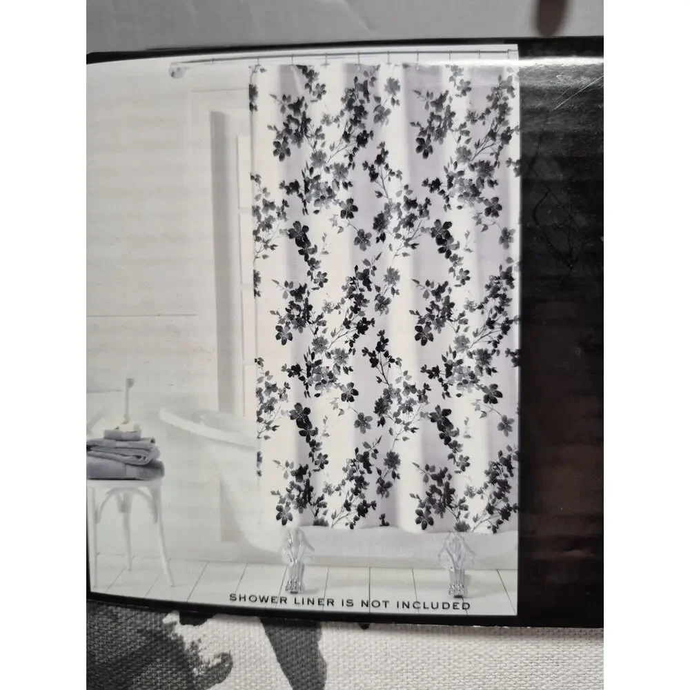 💥 Ralph Lauren Fabric Shower Curtain Black Floral 70